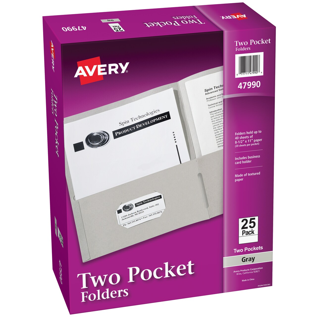 Avery Two Pocket Folders, Holds up to 40 Sheets, 25 Gray Folders (47990)